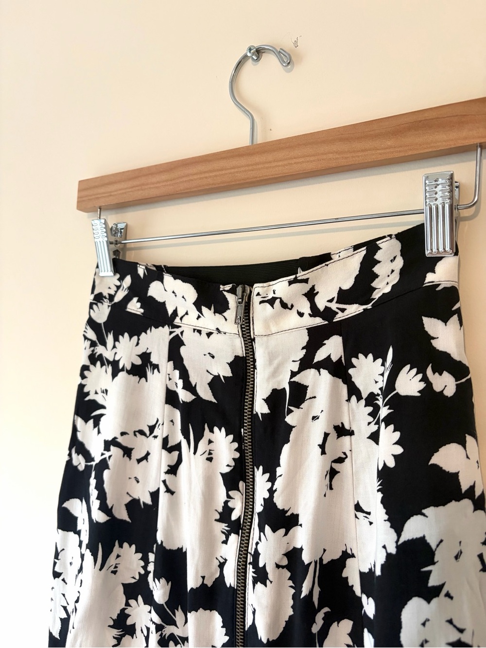 Urban Outfitters Black and White Floral Skater Skirt
